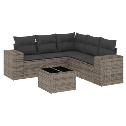 vidaXL Set de muebles de jardín 6 pzas y cojines ratán sintético gris