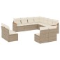vidaXL Set de sofás de jardín 11pzas con cojines ratán sintético beige vidaXL Set de sofás de jardín 11pzas con cojines ratán sintético beige