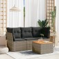 vidaXL Set de sofás de jardín 4 pzas y cojines ratán sintético gris vidaXL Set de sofás de jardín 4 pzas y cojines ratán sintético gris