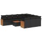 vidaXL Set de sofás de jardín 11 pzas y cojines ratán sintético negro vidaXL Set de sofás de jardín 11 pzas y cojines ratán sintético negro