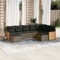 vidaXL Set de muebles de jardín 9 pzas y cojines ratán sintético gris