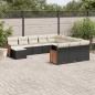 vidaXL Set de sofás de jardín 12 piezas cojines ratán sintético negro