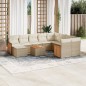 vidaXL Set de sofás de jardín 11pzas con cojines ratán sintético beige vidaXL Set de sofás de jardín 11pzas con cojines ratán sintético beige