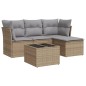 vidaXL Juego de sofás jardín con cojines 5 pzas ratán sintético beige vidaXL Juego de sofás jardín con cojines 5 pzas ratán sintético beige