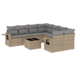 vidaXL Set de sofás de jardín 9 pzas con cojines ratán sintético beige