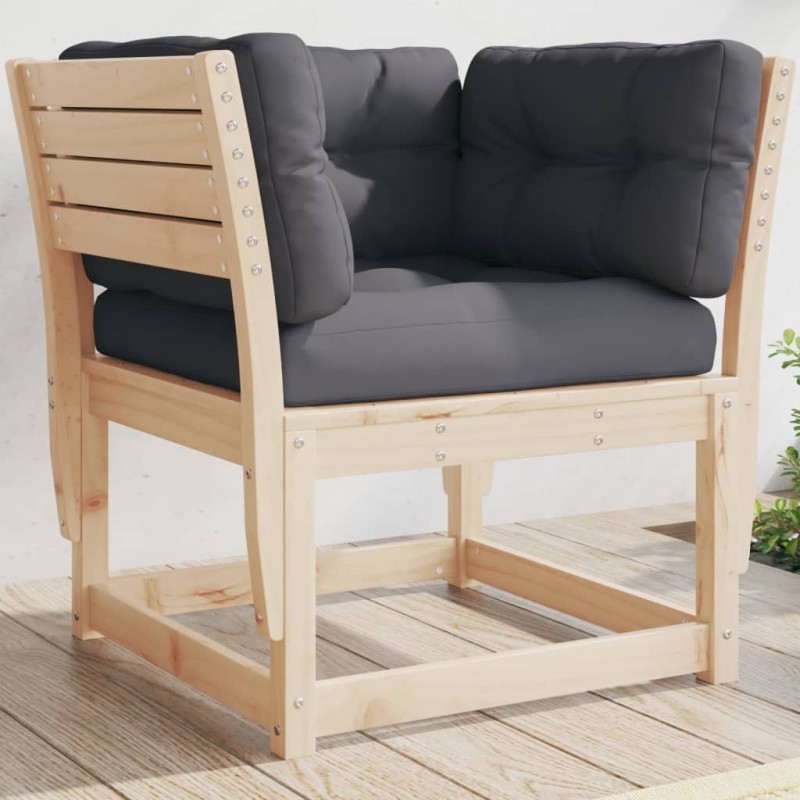 vidaXL Sofá de jardín con reposabrazos cojines madera maciza de pino vidaXL Sofá de jardín con reposabrazos cojines madera maciza de pino