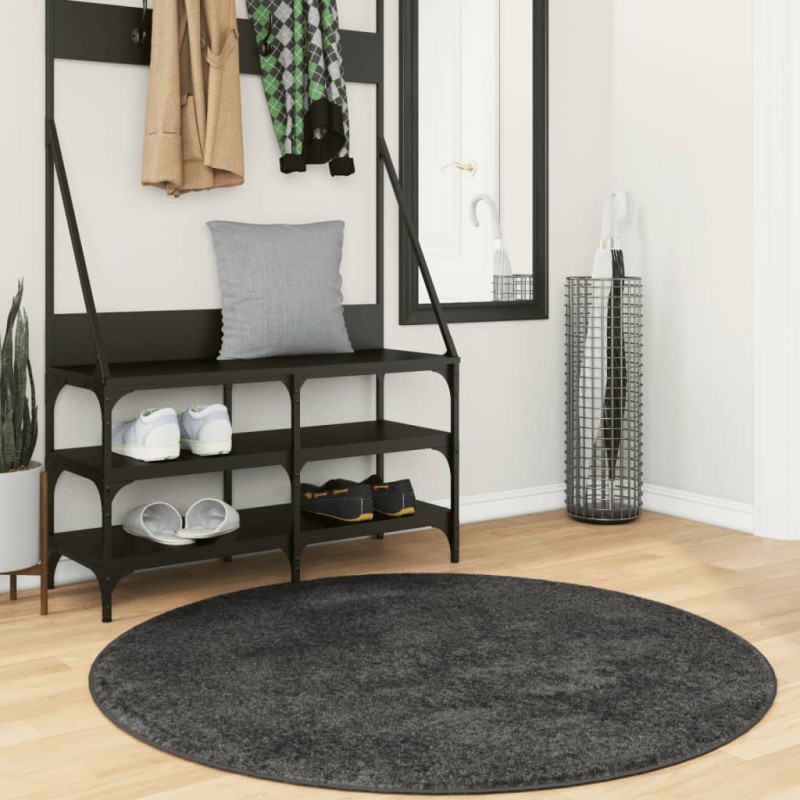 vidaXL Alfombra de pelo largo moderna gris antracita Ø 120 cm