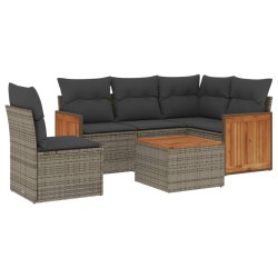 vidaXL Set de muebles de jardín 6 pzas y cojines ratán sintético gris