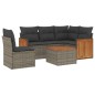 vidaXL Set de muebles de jardín 6 pzas y cojines ratán sintético gris