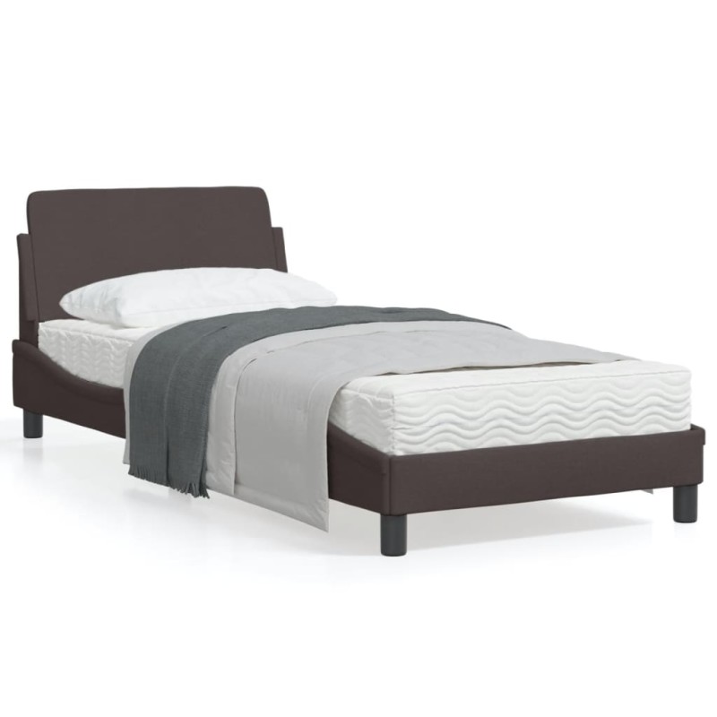 vidaXL Estructura de cama con cabecero de tela marrón oscuro 80x200 cm