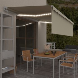 vidaXL Toldo automático persiana LED sensor de viento crema 5x3 m 