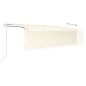 vidaXL Toldo automático persiana LED sensor de viento crema 5x3 m 