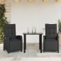 vidaXL Set comedor de jardín 3 pzas con cojines ratán sintético negro vidaXL Set comedor de jardín 3 pzas con cojines ratán sintético negro