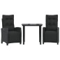 vidaXL Set comedor de jardín 3 pzas con cojines ratán sintético negro vidaXL Set comedor de jardín 3 pzas con cojines ratán sintético negro