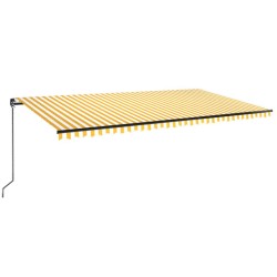 vidaXL Toldo retráctil manual con luz LED amarillo y blanco 600x350 m