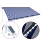 vidaXL Toldo con LED y sensor de viento azul y blanco 600x300 cm vidaXL Toldo con LED y sensor de viento azul y blanco 600x300 cm