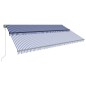 vidaXL Toldo con LED y sensor de viento azul y blanco 600x300 cm vidaXL Toldo con LED y sensor de viento azul y blanco 600x300 cm
