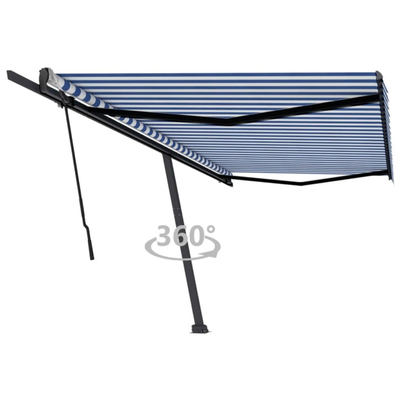 vidaXL Toldo de pie retráctil manual azul y blanco 500x350 cm