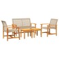 vidaXL Juego de bistro de 5 piezas ratán PE beige y madera de acacia vidaXL Juego de bistro de 5 piezas ratán PE beige y madera de acacia