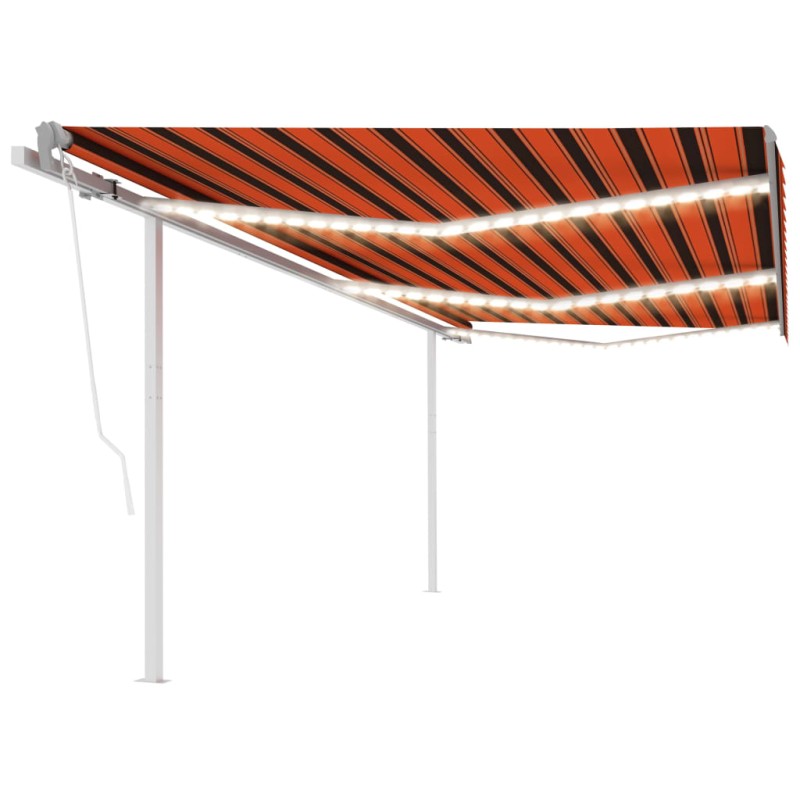 vidaXL Toldo automático LED sensor de viento naranja y marrón 6x3 m vidaXL Toldo automático LED sensor de viento naranja y marrón 6x3 m