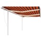vidaXL Toldo automático LED sensor de viento naranja y marrón 6x3 m vidaXL Toldo automático LED sensor de viento naranja y marrón 6x3 m