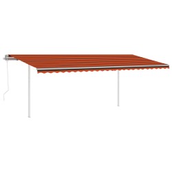 vidaXL Toldo automático LED sensor de viento naranja y marrón 6x3 m