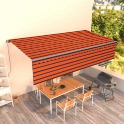 vidaXL Toldo retráctil manual con persiana naranja y marrón 6x3 m