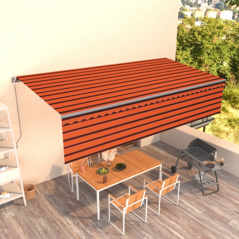 vidaXL Toldo retráctil manual con persiana naranja y marrón 6x3 m vidaXL Toldo retráctil manual con persiana naranja y marrón 6x3 m