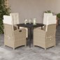 vidaXL Set comedor de jardín 5 pzas con cojines ratán sintético beige vidaXL Set comedor de jardín 5 pzas con cojines ratán sintético beige