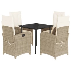 vidaXL Set comedor de jardín 5 pzas con cojines ratán sintético beige