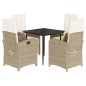 vidaXL Set comedor de jardín 5 pzas con cojines ratán sintético beige vidaXL Set comedor de jardín 5 pzas con cojines ratán sintético beige