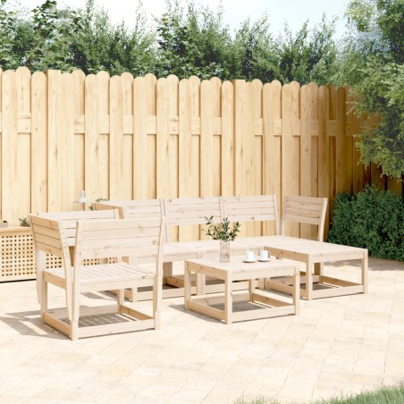 vidaXL Juego de sofás de jardín 5 piezas madera maciza de pino