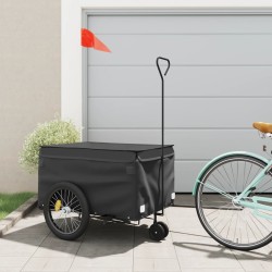 vidaXL Remolque para bicicleta hierro negro 45 kg