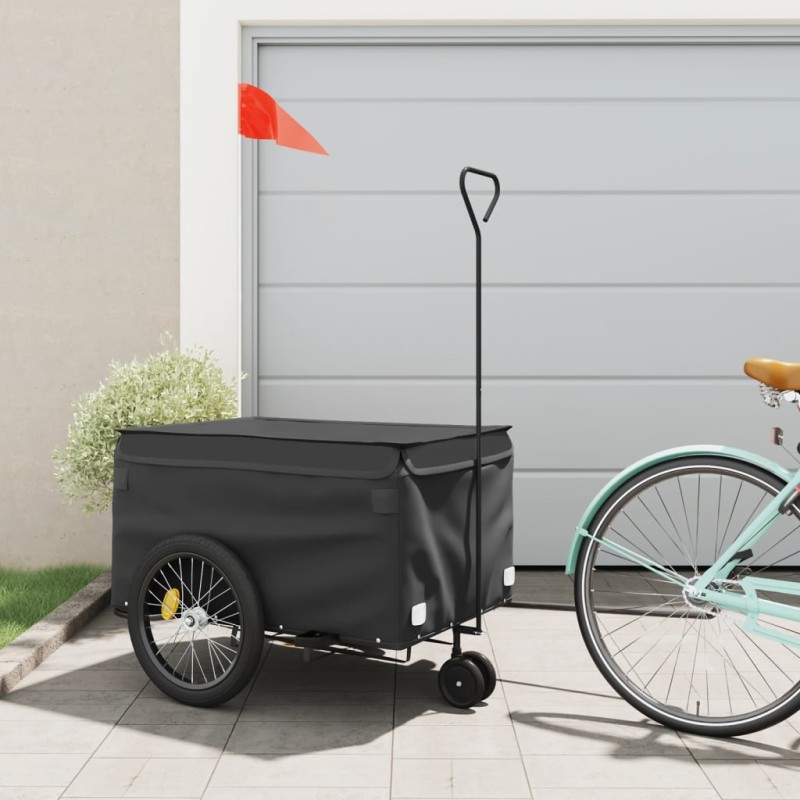 vidaXL Remolque para bicicleta hierro negro 45 kg vidaXL Remolque para bicicleta hierro negro 45 kg