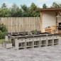 vidaXL Set comedor jardín y cojines 17 pzas ratán sintético gris claro vidaXL Set comedor jardín y cojines 17 pzas ratán sintético gris claro
