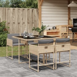 vidaXL Set comedor de jardín 5 pzas con cojines ratán sintético beige