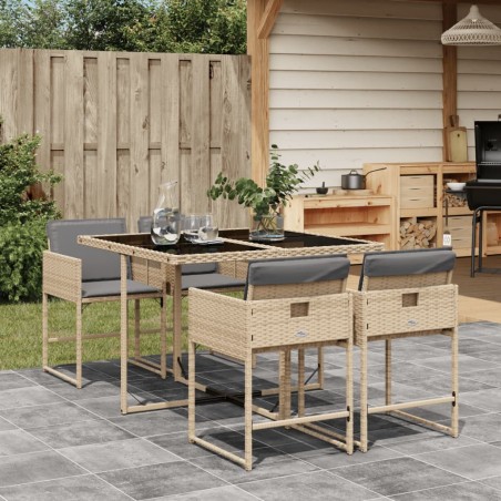 vidaXL Set comedor de jardín 5 pzas con cojines ratán sintético beige