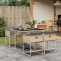 vidaXL Set comedor de jardín 5 pzas con cojines ratán sintético beige vidaXL Set comedor de jardín 5 pzas con cojines ratán sintético beige