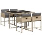 vidaXL Set comedor de jardín 5 pzas con cojines ratán sintético beige vidaXL Set comedor de jardín 5 pzas con cojines ratán sintético beige