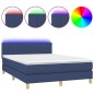 vidaXL Cama box spring con colchón y LED tela azul 140x200 cm
