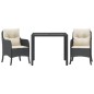 vidaXL Set comedor de jardín 3 pzas con cojines ratán sintético negro vidaXL Set comedor de jardín 3 pzas con cojines ratán sintético negro