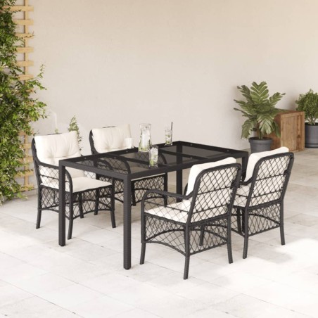 vidaXL Set de muebles jardín 5 pzas con cojines ratán sintético negro