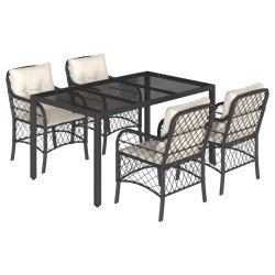 vidaXL Set de muebles jardín 5 pzas con cojines ratán sintético negro