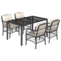 vidaXL Set de muebles jardín 5 pzas con cojines ratán sintético negro vidaXL Set de muebles jardín 5 pzas con cojines ratán sintético negro