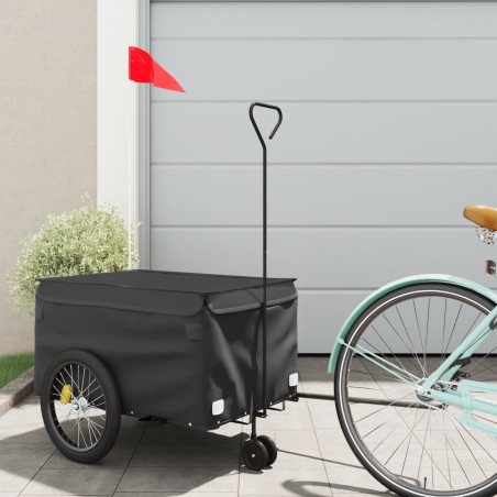 vidaXL Remolque para bicicleta hierro negro 30 kg
