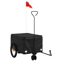 vidaXL Remolque para bicicleta hierro negro 30 kg