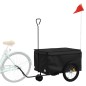 vidaXL Remolque para bicicleta hierro negro 30 kg