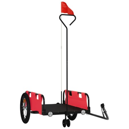 vidaXL Remolque para bicicletas hierro y tela Oxford rojo