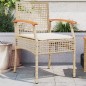 vidaXL Sillas de jardín con cojín 2 uds ratán PE beige y madera acacia vidaXL Sillas de jardín con cojín 2 uds ratán PE beige y madera acacia