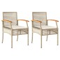 vidaXL Sillas de jardín con cojín 2 uds ratán PE beige y madera acacia vidaXL Sillas de jardín con cojín 2 uds ratán PE beige y madera acacia